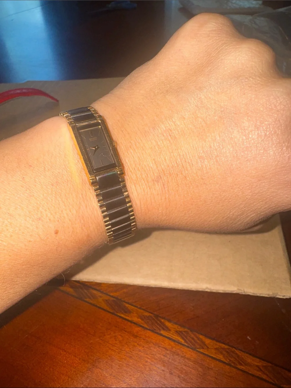Seiko Black and Gold Ladies Bracelet Watch